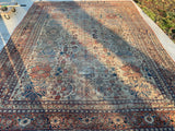 1870’s Antique Distressed Hand Knotted  Persian Ziegler Sultanabad Oriental Rug  10’6”x 14’