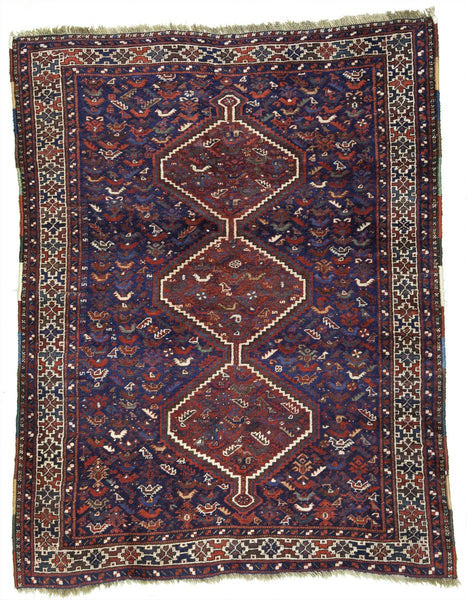 khamse qashqai rug Antique Persian Khamseh Tribal Rug 4'4