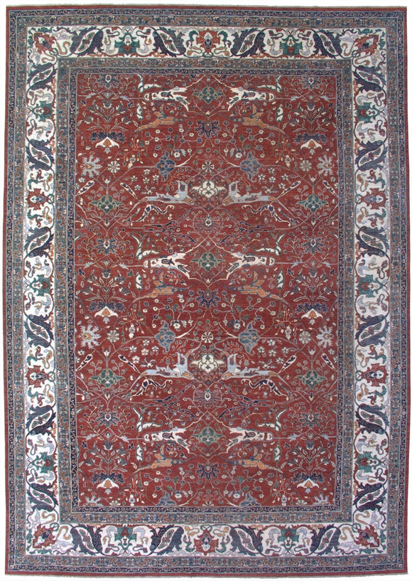 New Pakistan Hand-woven Antique Reproduction of a 19th Century Persian Bijar Garrus Carpet   12'x 17'2