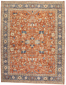 New Pakistan Hand-Knotted Antique Recreation Of 19th Century Persian Serapi  12'x 15'4"