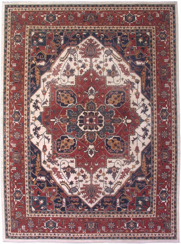 New Pakistan Hand-woven Antique Reproduction of a 19th Century Persian Serapi Carpet  9'11