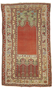 Antique Ladik Prayer Rug From Turkey     4'x 6'6"