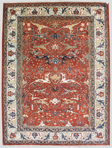 New Pakistan Hand-woven Antique Reproduction of a 19th Century Persian Bijar Garrus Carpet   10'3"x 13'8"