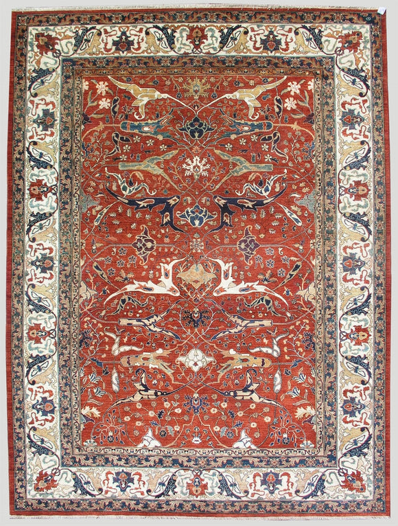 New Pakistan Hand-woven Antique Reproduction of a 19th Century Persian Bijar Garrus Carpet   10'3