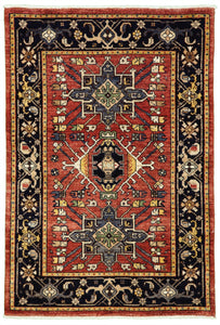 New Pakistan Hand-woven Antique Reproduction of a 19th Century Persian Karajeh Rug   3'1"x 4'7"