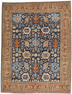 New Afghanistan Hand-knotted Antique Recreation of 19th Century Persian Bijar or Caucasian Harshang Design  9'2"x 12'