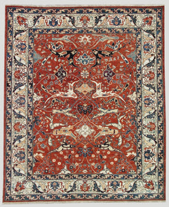New Pakistan Hand-woven Antique Reproduction of a 19th Century Persian Bijar Garrus Carpet   8'1"x 9'5"