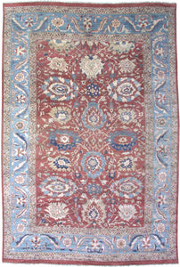 New Pakistan Hand-woven Antique Reproduction of a 19th Century Persian Sultanabad Carpet   9'7"x 14'4"