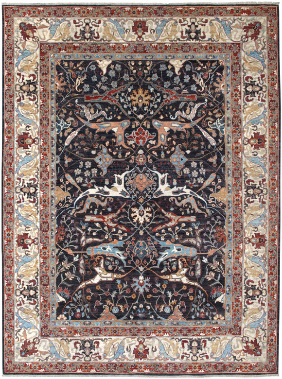 New Afghanistan Hand-knotted Antique Recreation of a 19th Century Persian Village Carpet   9'1