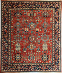 New Pakistan Hand-Knotted Antique Recreation of a Persian Karajeh Design   8'2"X 9'9" SOLD