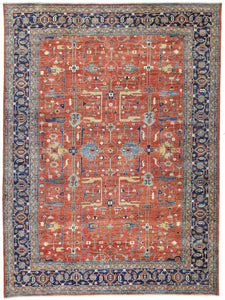 New Pakistan Hand-Knotted Antique Recreation of 19th Century Persian Heriz    10"x 13'8" SOLD