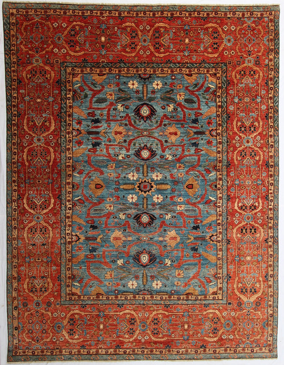 New Pakistan Hand-Knotted Antique Recreation of a Persian Sultanabad Design   9'x 11'9